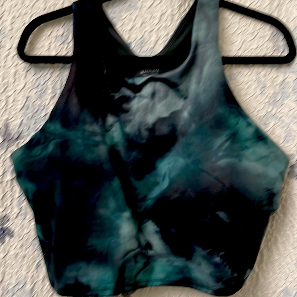 NWOT  Athleta Racerback Sport Bra Top 2X Green Tie dye